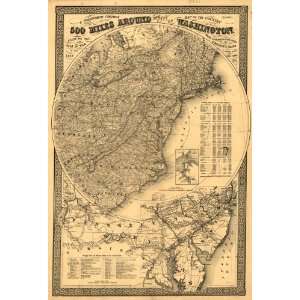 Map G. Woolworth Coltons map of the country 500 miles around the city 