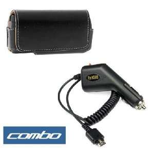 Charger with IC Chip + Premium Horizontal Leather Case with Belt Clip 
