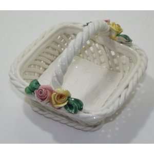  Vintage Porcelain Rose Flowered Basket: Everything Else