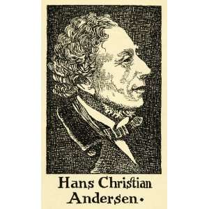  1938 Wood Engraving Hans Christian Andersen Portrait 