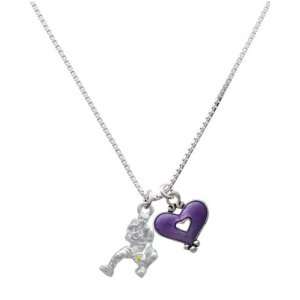 Softball Catcher and Translucent Purple Heart Charm Necklace