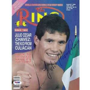  Julio Cesar Chavez Signed Ring Magazine Cover W/PSA DNA 