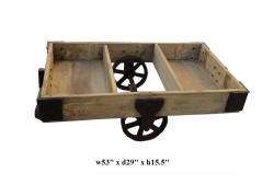 Rustic Wood Cart with Iron Hardware & Wheels s1049  