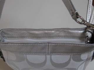 COACH Small Zoe Silver White Signature Purse Bag 42715 EUC  