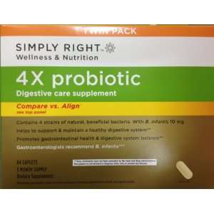 Simply Right 4x Probiotic Digestive Care Supplement, 84 Caps, 3 months 