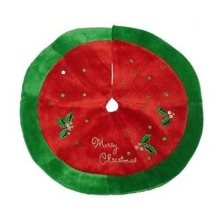   Red and Green Merry Christmas Holly Berry Sequined Mini Tree Skirt