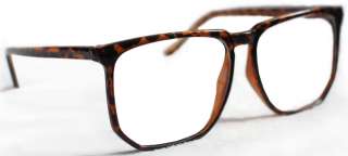 FRAME BIG SIMPLE Glasses NERD VINTAGE CLEAR LENS Brown  