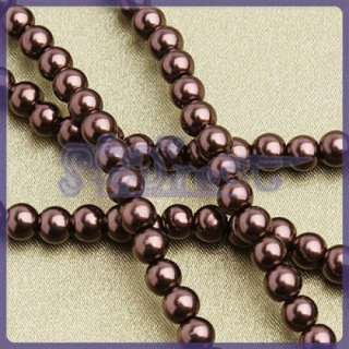 6mm Chocolate Brown Round Glass Pearl Loose Beads 30in.  