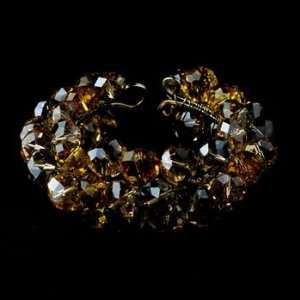  Gold Citrine Crystals Cuff Bracelet: Jewelry