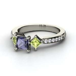  Caroline Ring, Princess Iolite 14K White Gold Ring with 