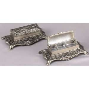  Small Stamp Boxes Pair in Pewter Finish: Office Products