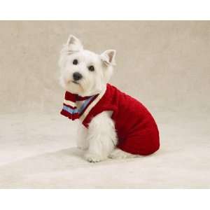   : RED   SMALL   Cable Knit Varsity Dog Sweater Set: Kitchen & Dining