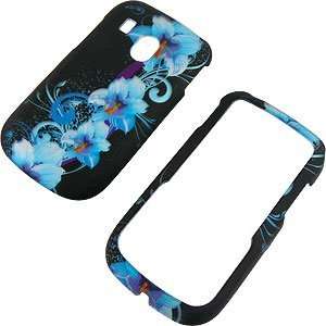  Blue Flowers Black Protector Case for LG 500G Electronics