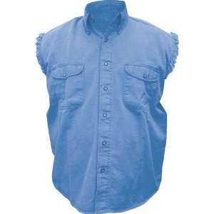  Mens Dark Blue Cotton Twill Sleeveless Shirt: Automotive