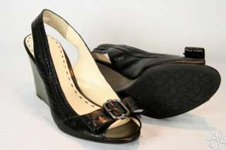 COACH Ciara Soft Leather Peep Toe Wedge Heels Shoes New  