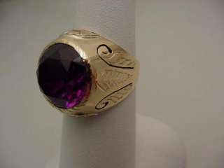   Engraved Vintage Alexandrite Signet Shaped Ring Mens/Ladies  