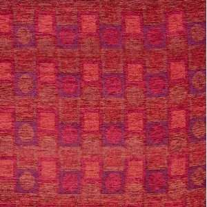  58 Wide Soft Chenille Blocks Purple/Rust Fabric By The 