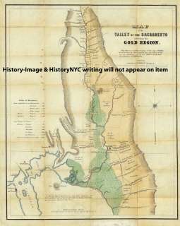 1848 SACRAMENTO RIVER CALIFORNIA GOLD MINING MAP  