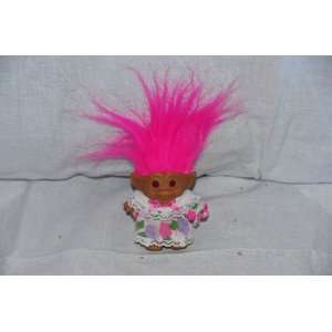   Troll Pink Hair Flowered Dress 6 to Tip of Hair 3 Doll: Everything