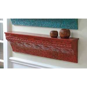  Floating Embossed Architectural Wall Shelf Red