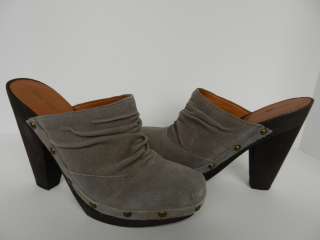 New $79 Nine West US 8.5 Grey Suede Clogs Mules Shoes  