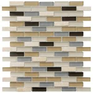 Sierra Subway River 11 3/4 x 11 3/4 Inch Glass and Stone Mosaic Wall 