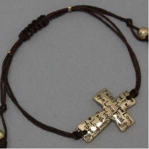 Sideways Cross Bracelet (Side Cross) Bling Bling Rhinestone Gold 