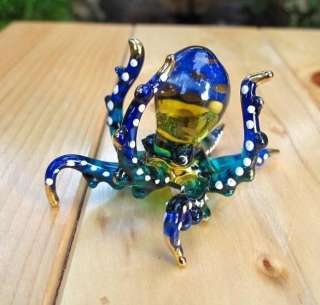 Handmade Octopus Art Glass Blown Sea Animal Figurine  