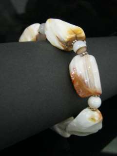 NEW MARLYN SCHIFF SS Banded Agate Stretch Bracelet  