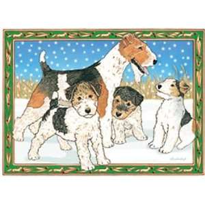  Wire Fox Terrier Family Christmas Card 