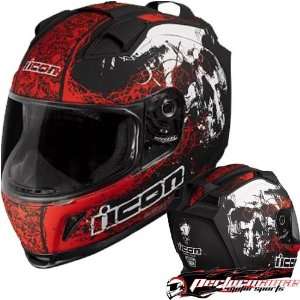 ICON DOMAIN DECAY RED/BLACK X SMALL/XS HELMET: Automotive