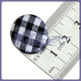 10pcs Multicolor Scotland Grid Cloth Fabric Covered Buttons  