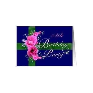 54th Birthday Party Invitations Pink Flower Bouquet Card 