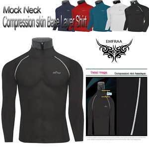 Compression shirt Mock Neck skin base layer tight S 2XL  