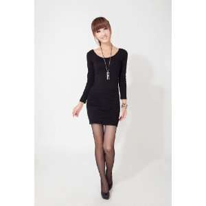  Cotton Jersey Banded Scoopneck Mini Dress Black Available 