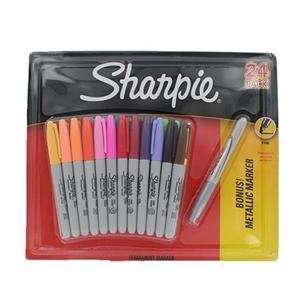  Sharpie Permanent Markers Fine Point, Assorted Colors, 24 