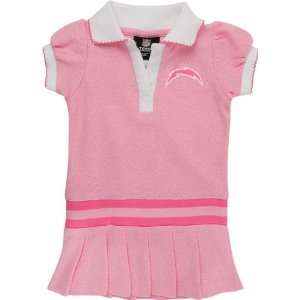   Chargers Infant Pink Rib Dropped Waist Polo Dress