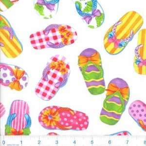  45 Wide Cute to Boot Flips Flops White Fabric By The 