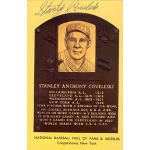  Stanley Coveleski Autographed Baseball HOF Plaque: Sports 