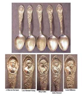   Rogers & Son Silver Plate Silent Film Stars Spoons~ Set of Five  