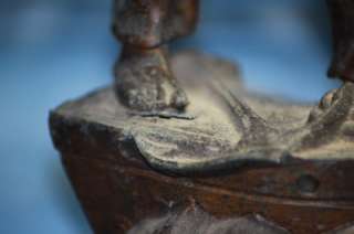 Antique Secours Man Fisherman Bronze & Pot Metal Statue  