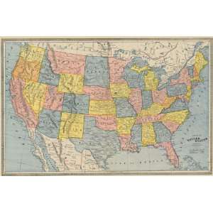  Cram 1884 Antique Map of the United States Office 