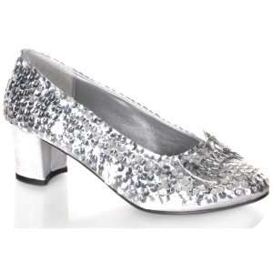  Childs Silver Sequin Costume Shoes (SzLarge 2 3) Toys 