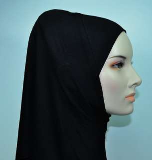 1Pc Slip on Cotton Lycra Scarf Sarong Shawl Hijab Black Below the Neck 