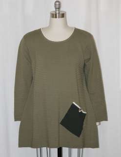   WINTERS USA Hand Knit Cotton SWING TUNIC Pocket Sweater 2X/3X DK KHAKI