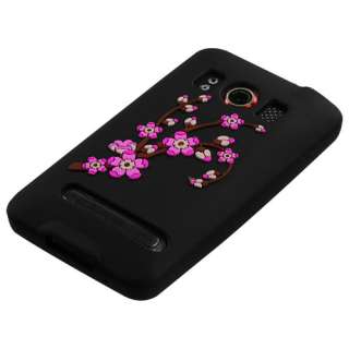   Flower/Black Pastel Gel Skin Case Phone Cover for HTC EVO 4G  