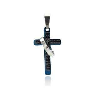 Stainless Steel Pendant Blue Cross Pendant With Ring Measurement: 37 