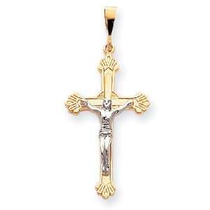  14k Two Tone Gold Crucifix Pendant: Jewelry
