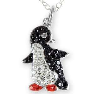 Ashley Arthur .925 Silver Crystal Penguin Pendant. Made with Swarovski 