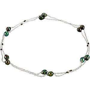 Fabulous Long 48 Tahitian Cultured Pearl Strand With Crystal, Spinel 